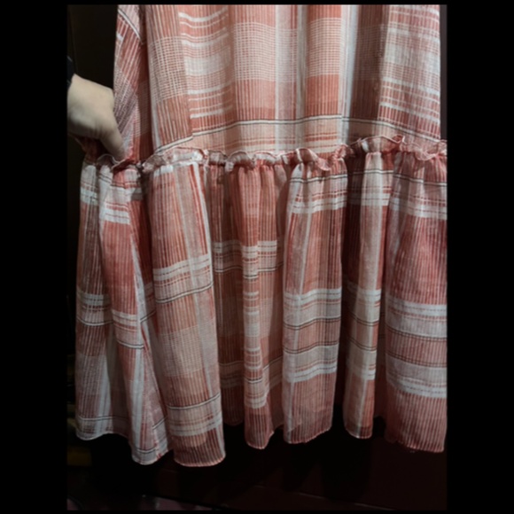 Lenon x Anthropologie Plaid Off Shoulder Tiered Maxi Dress Red/Pink Size M - NWT - Picture 13 of 16